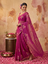 MIMOSA Wine Jaipur Saree — pose 9 styling detail