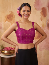 MIMOSA Wine Jaipur Saree — blouse close-up