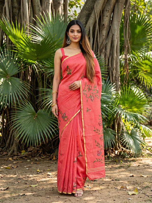 MIMOSA Gajari Banarasi Art Silk Saree — Model Lifestyle Pose