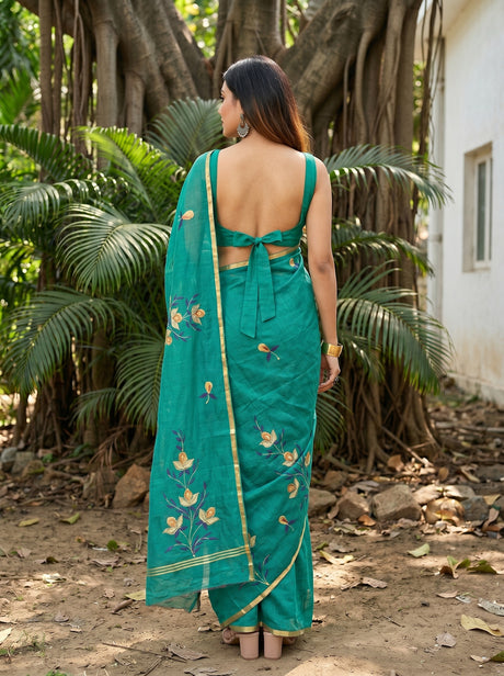 MIMOSA Rama Banarasi Art Silk Saree — Saree Pallu and Body Shot