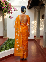 MIMOSA Gold Banarasi Art Silk Saree — Pallu and body detail
