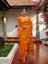MIMOSA Gold Banarasi Art Silk Saree — Saree pleats and drape detail