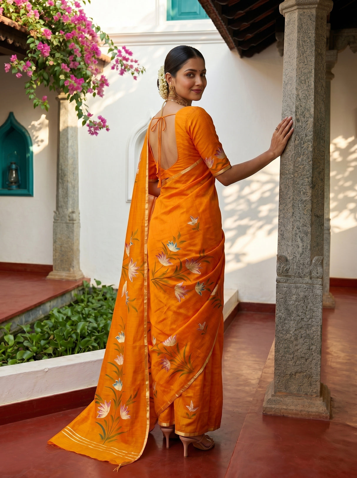 MIMOSA Gold Banarasi Art Silk Saree — pose 7 styling detail