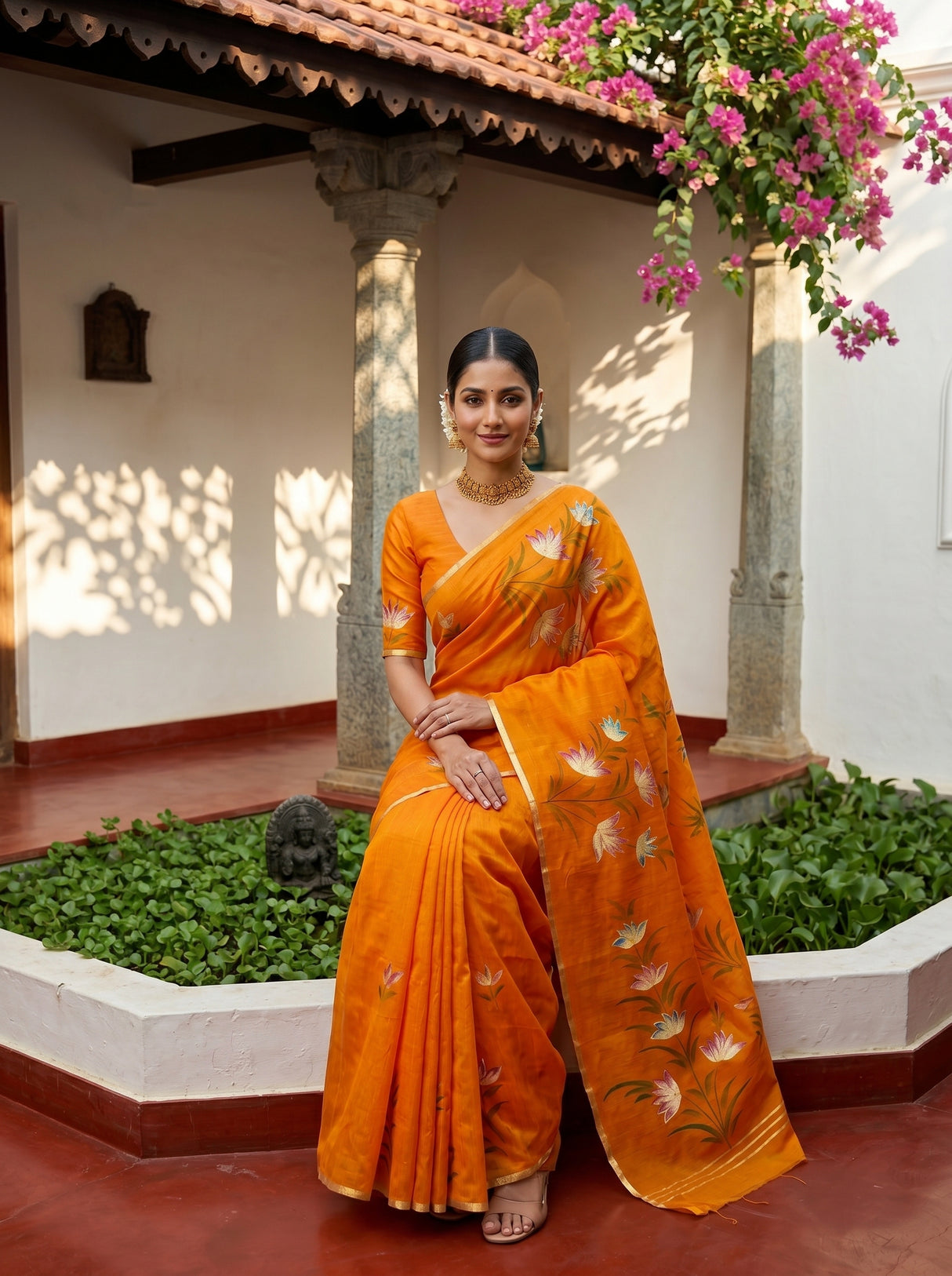MIMOSA Gold Banarasi Art Silk Saree — pose 8 styling detail