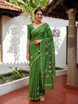 MIMOSA Green Banarasi Art Silk Saree — pose 6 styling detail
