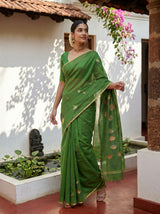 MIMOSA Green Banarasi Art Silk Saree — pose 9 styling detail
