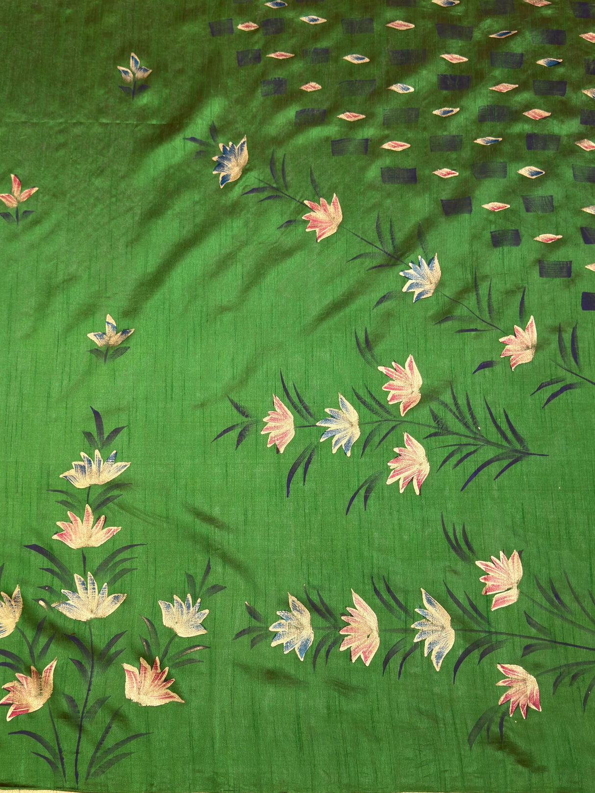MIMOSA Green Banarasi Art Silk Saree — pallu and zari work detail