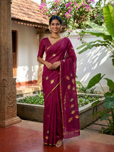 MIMOSA Magenta Banarasi Art Silk Saree — Model lifestyle pose 1