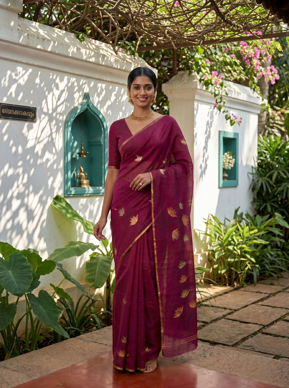 MIMOSA Magenta Banarasi Art Silk Saree — pose 10 styling detail