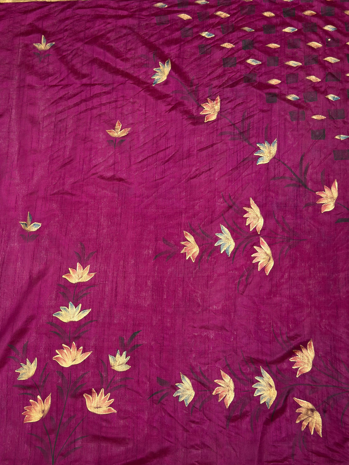 MIMOSA Magenta Banarasi Art Silk Saree — pallu and zari work detail