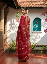 MIMOSA Maroon Banarasi Art Silk Saree — pose 7 styling detail