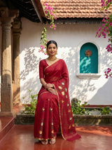 MIMOSA Maroon Banarasi Art Silk Saree — pose 8 styling detail