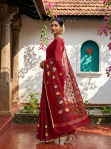 MIMOSA Maroon Banarasi Art Silk Saree — pose 9 styling detail