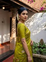 MIMOSA Olive Banarasi Art Silk Saree — pose 10 styling detail