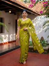 MIMOSA Olive Banarasi Art Silk Saree — pose 6 styling detail