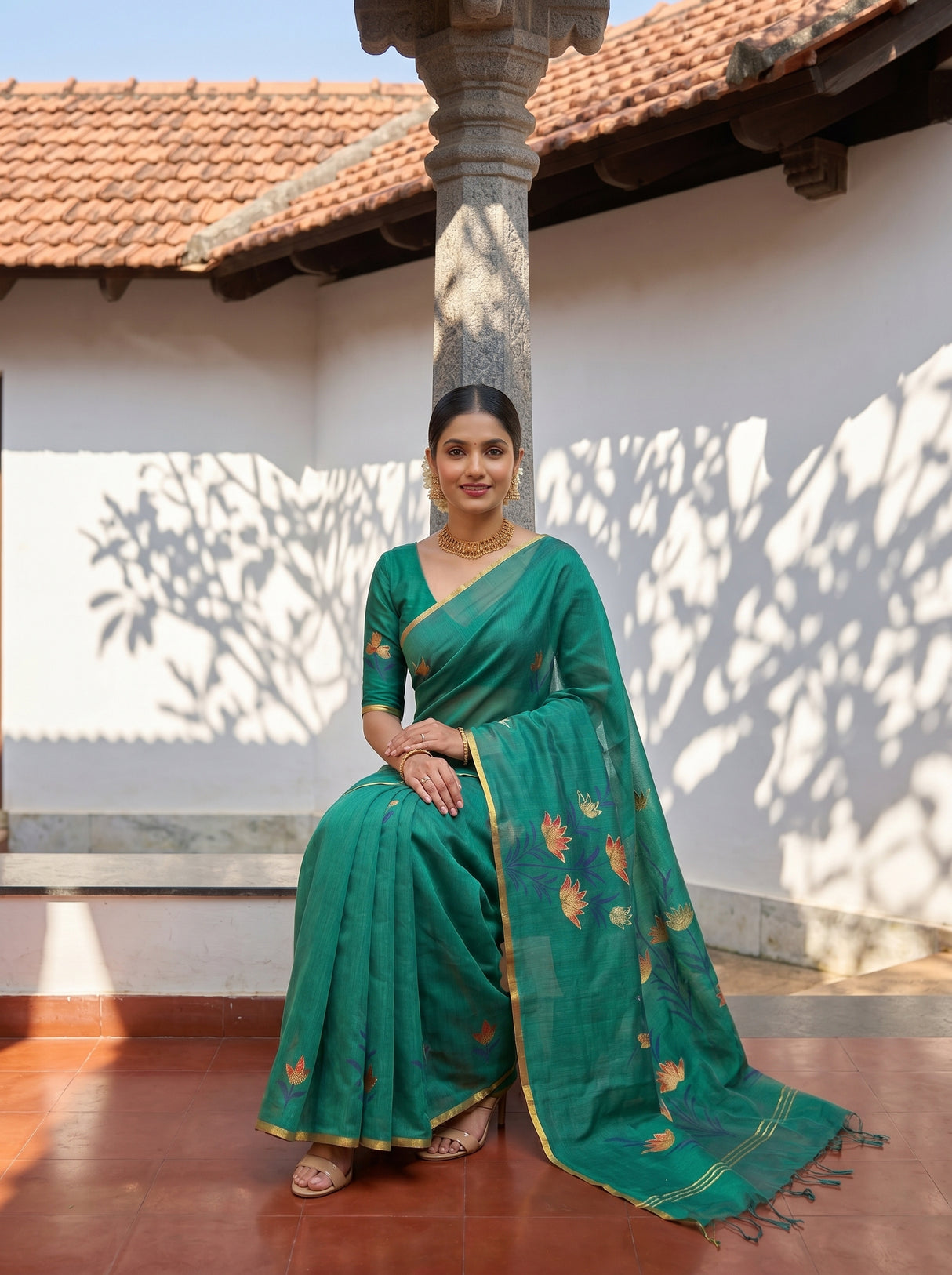 MIMOSA Rama Banarasi Art Silk Saree — pose 8 styling detail