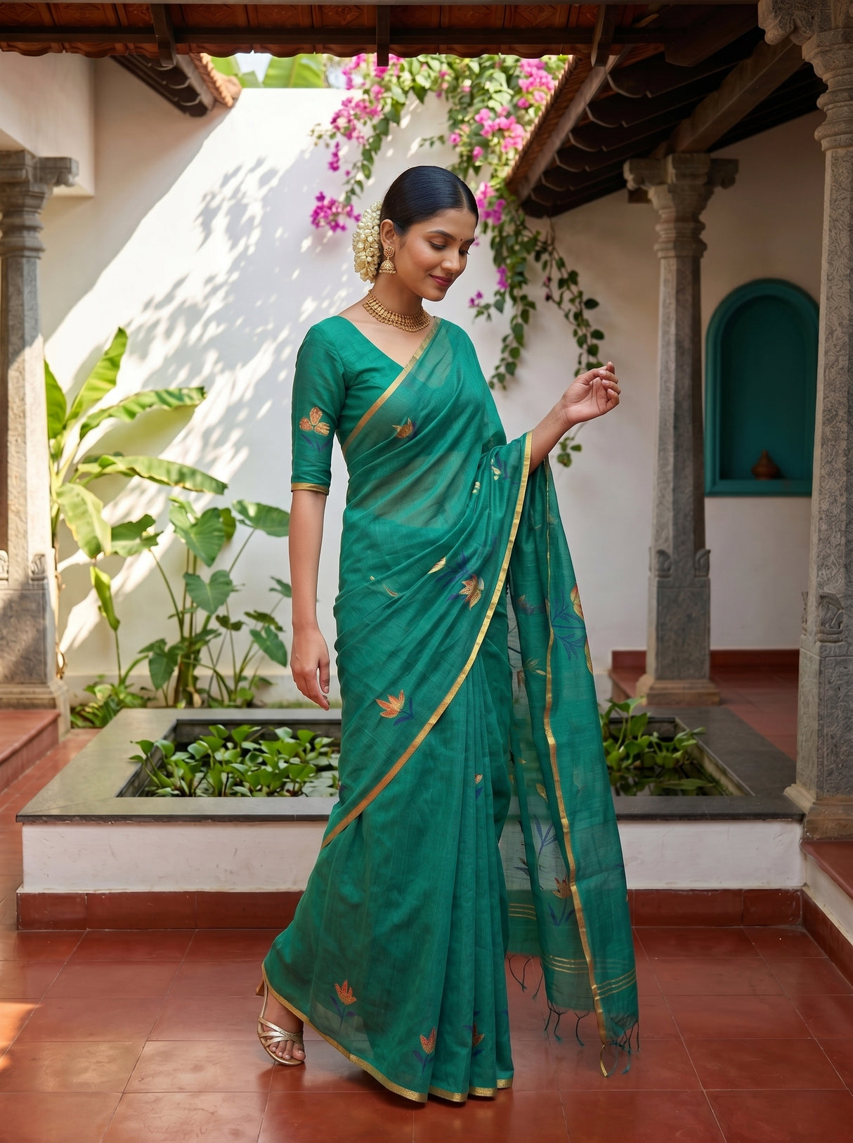 MIMOSA Rama Banarasi Art Silk Saree — pose 9 styling detail