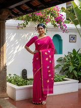 MIMOSA Rani Banarasi Art Silk Saree — Saree border and motif detail