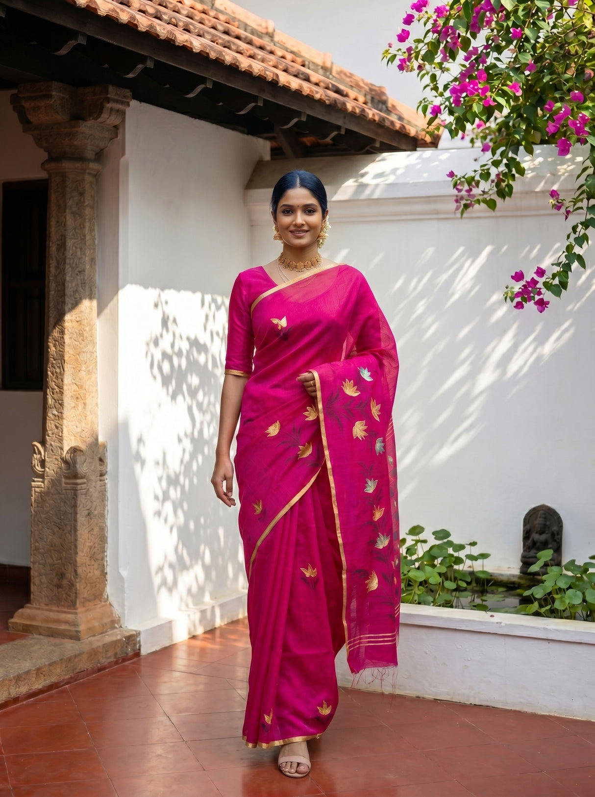 MIMOSA Rani Banarasi Art Silk Saree — pose 6 styling detail