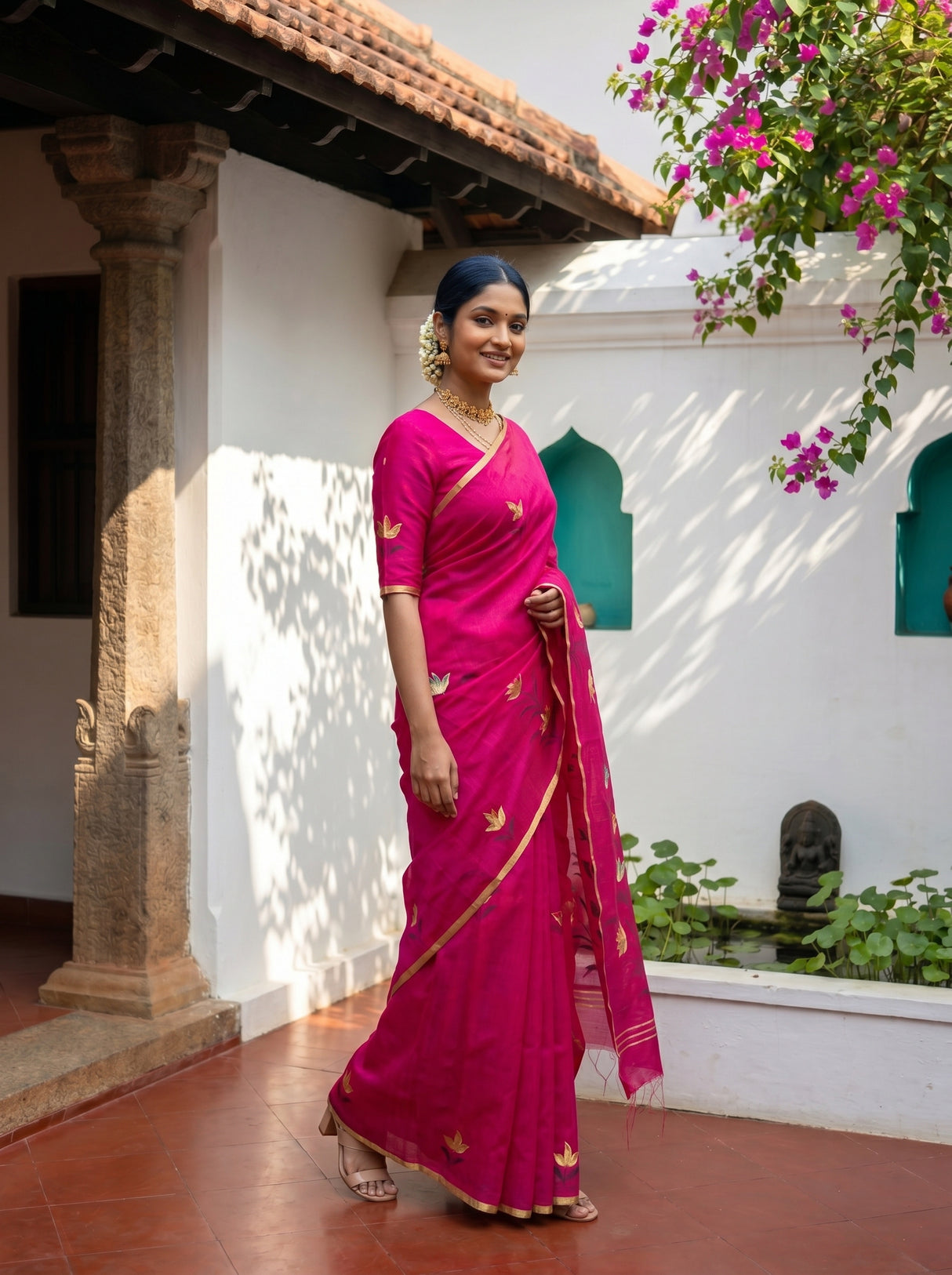 MIMOSA Rani Banarasi Art Silk Saree — pose 9 styling detail