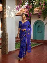 MIMOSA Violet Banarasi Art Silk Saree — Saree pleats and drape detail