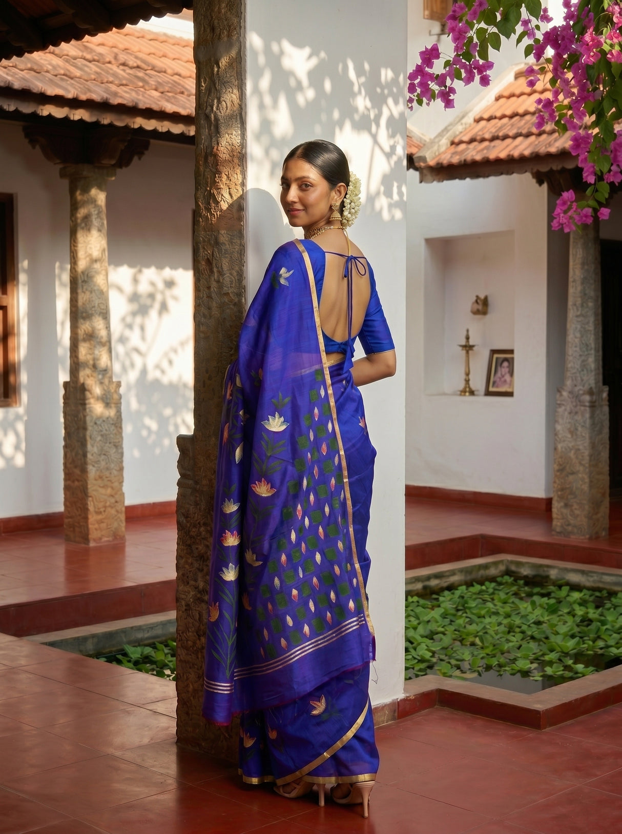 MIMOSA Violet Banarasi Art Silk Saree — pose 7 styling detail