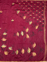 MIMOSA Wine Banarasi Art Silk Saree — pallu and zari work detail