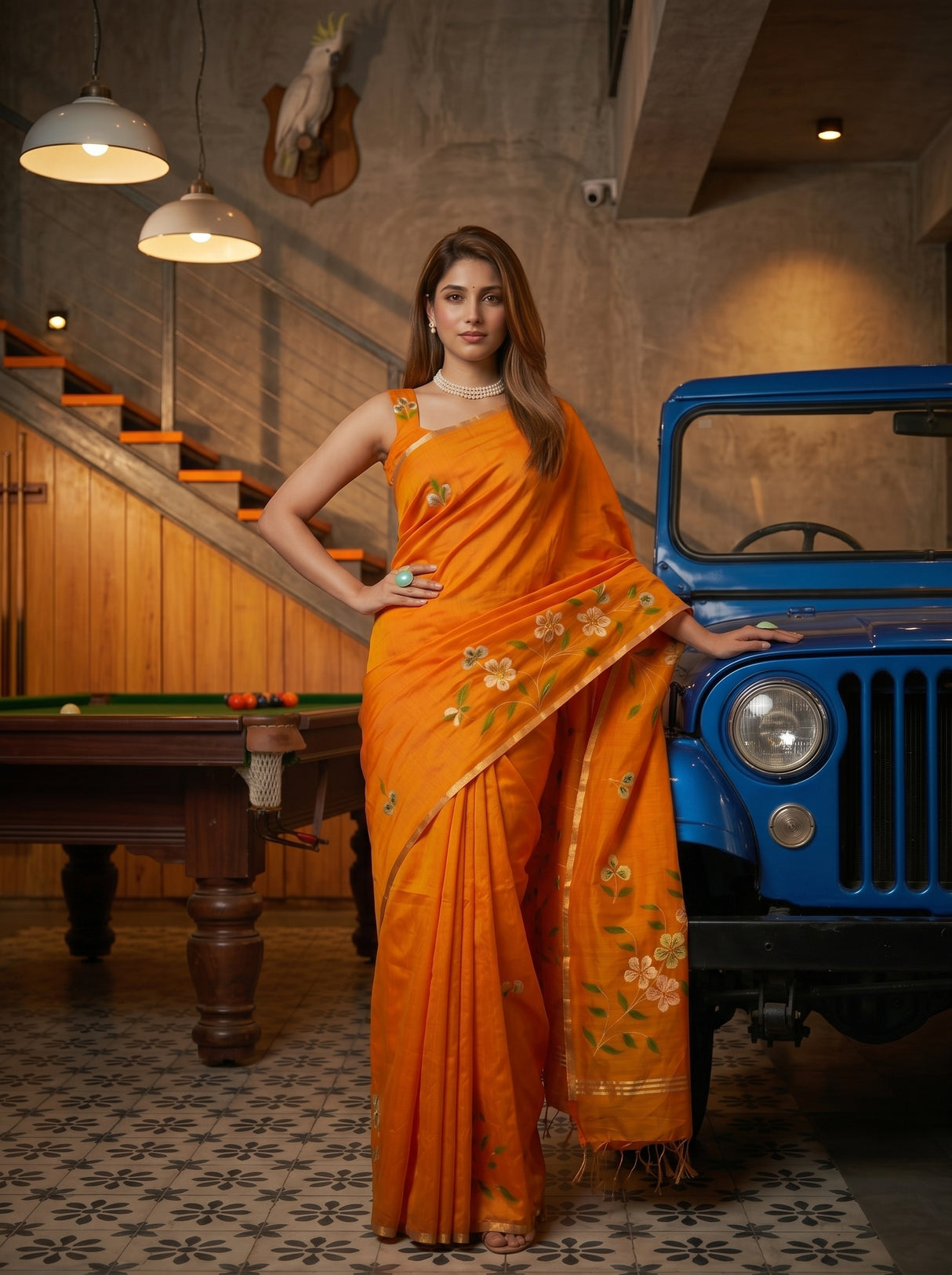 MIMOSA Gold Banarasi Art Silk Saree — pose 4 styling detail