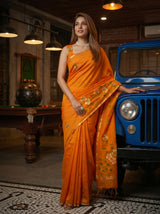 MIMOSA Gold Banarasi Art Silk Saree — pose 5 styling detail