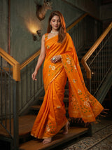 MIMOSA Gold Banarasi Art Silk Saree — pose 6 styling detail