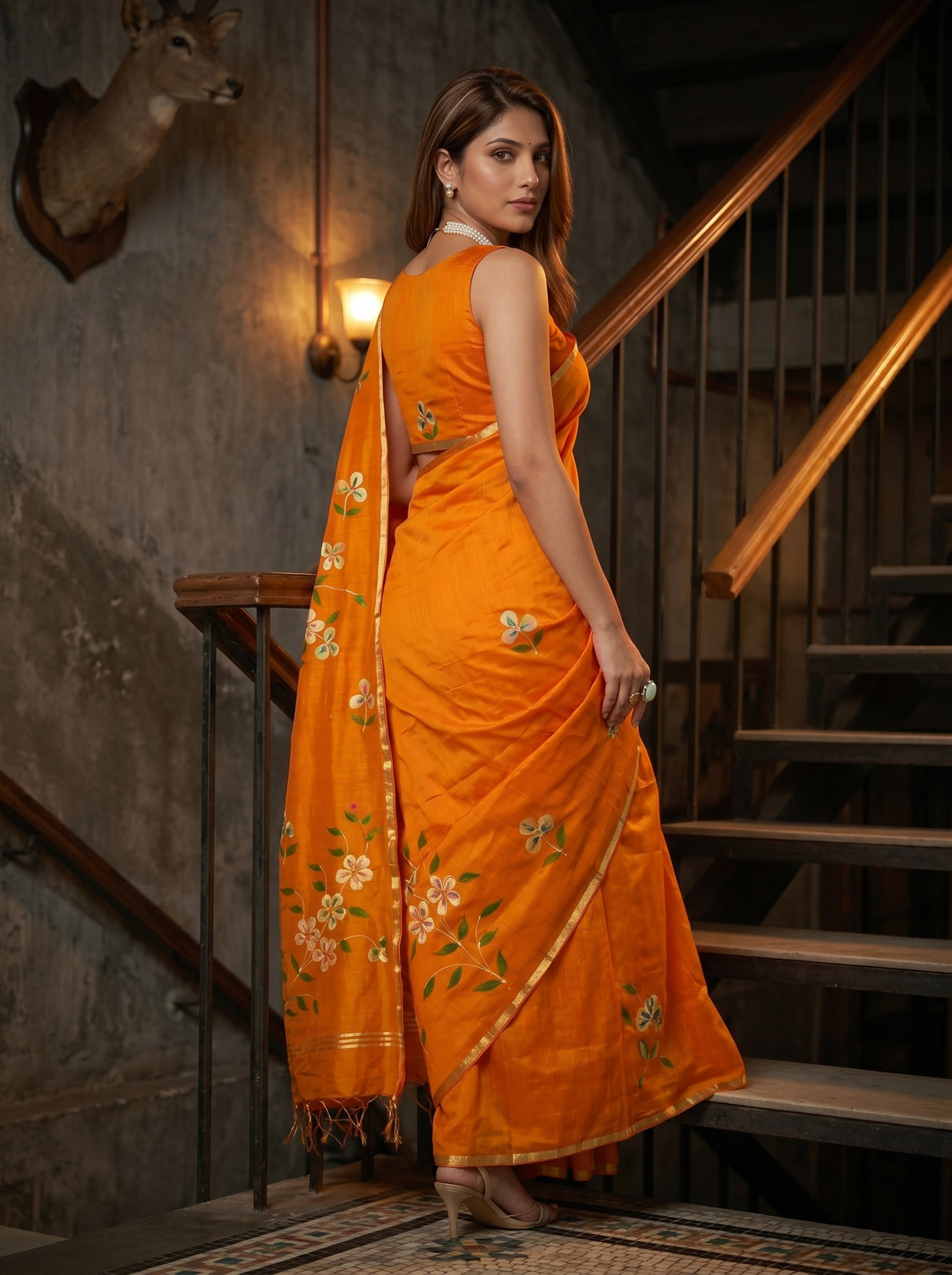 MIMOSA Gold Banarasi Art Silk Saree — pose 7 styling detail