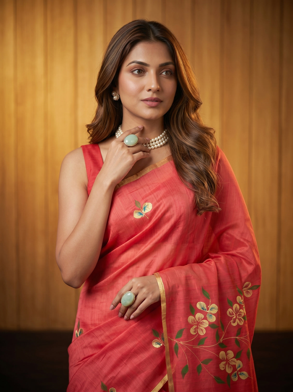 MIMOSA Gajari Banarasi Art Silk Saree — pose 10 styling detail