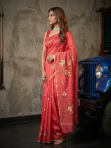 MIMOSA Gajari Banarasi Art Silk Saree — pose 3 styling detail