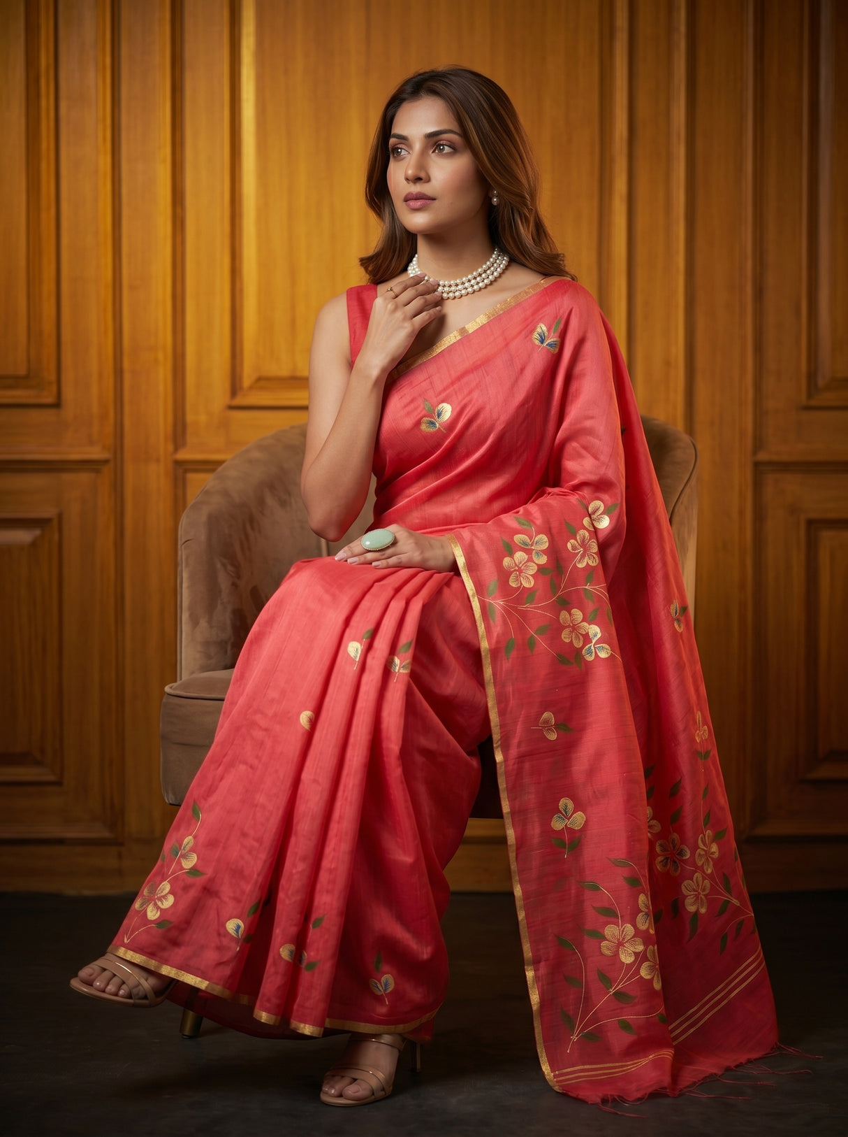 MIMOSA Gajari Banarasi Art Silk Saree — pose 8 styling detail
