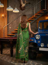 MIMOSA Green Banarasi Art Silk Saree — pose 2 styling detail