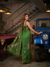 MIMOSA Green Banarasi Art Silk Saree — pose 9 styling detail