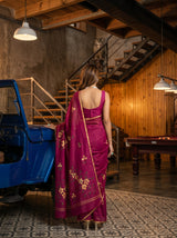 MIMOSA Magenta Banarasi Art Silk Saree — pose 2 styling detail