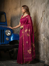 MIMOSA Magenta Banarasi Art Silk Saree — pose 3 styling detail