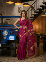 MIMOSA Magenta Banarasi Art Silk Saree — pose 4 styling detail