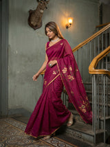 MIMOSA Magenta Banarasi Art Silk Saree — pose 6 styling detail