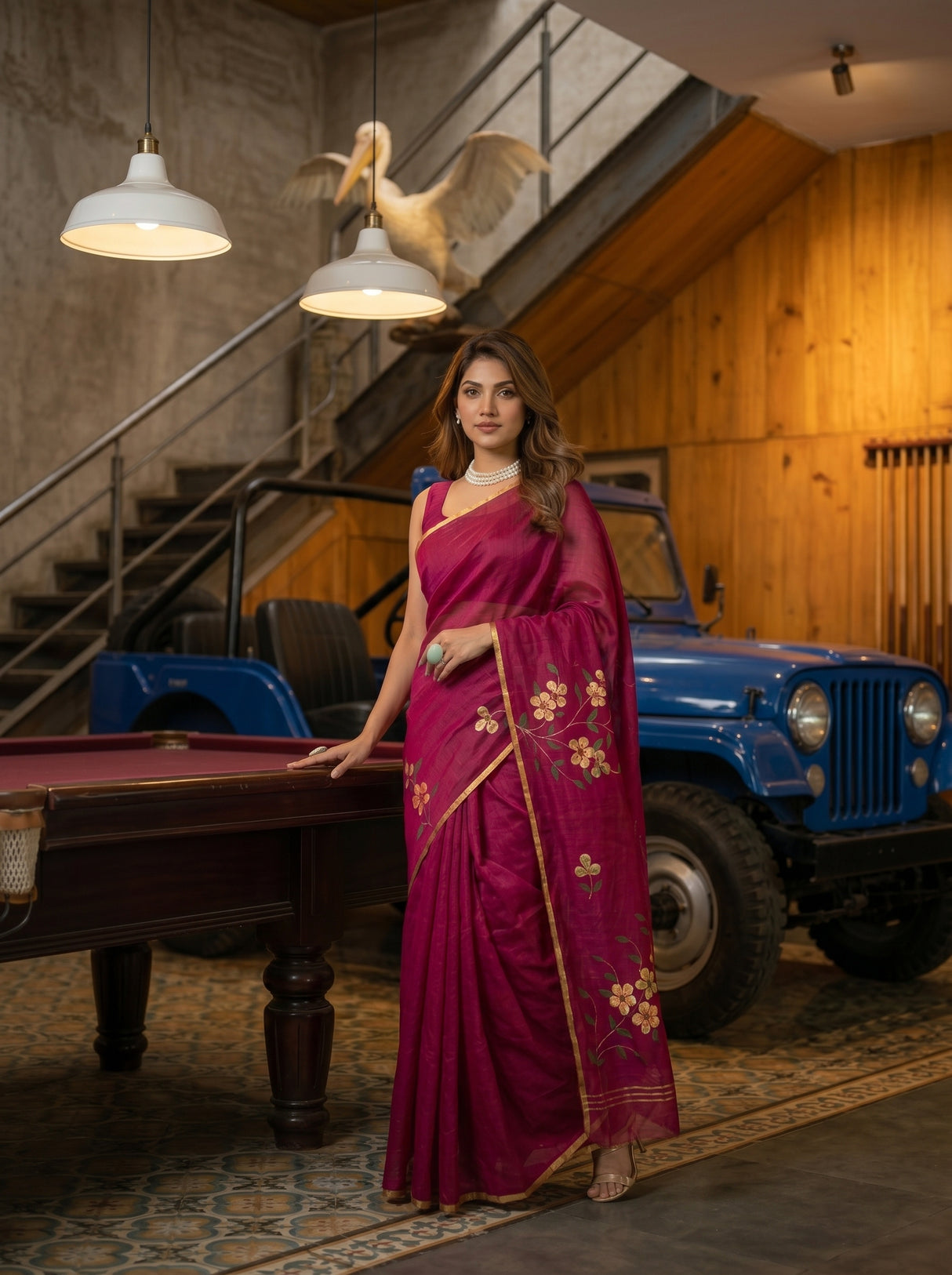 MIMOSA Magenta Banarasi Art Silk Saree — pose 9 styling detail