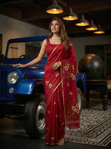 MIMOSA Maroon Banarasi Art Silk Saree — pose 5 styling detail