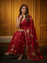 MIMOSA Maroon Banarasi Art Silk Saree — pose 8 styling detail