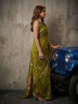 MIMOSA Olive Banarasi Art Silk Saree — pose 3 styling detail