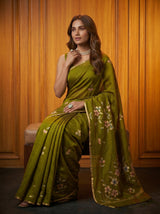 MIMOSA Olive Banarasi Art Silk Saree — pose 8 styling detail