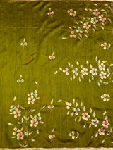 MIMOSA Olive Banarasi Art Silk Saree — pallu and zari work detail