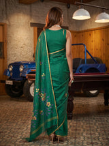 MIMOSA Rama Banarasi Art Silk Saree — pose 2 styling detail