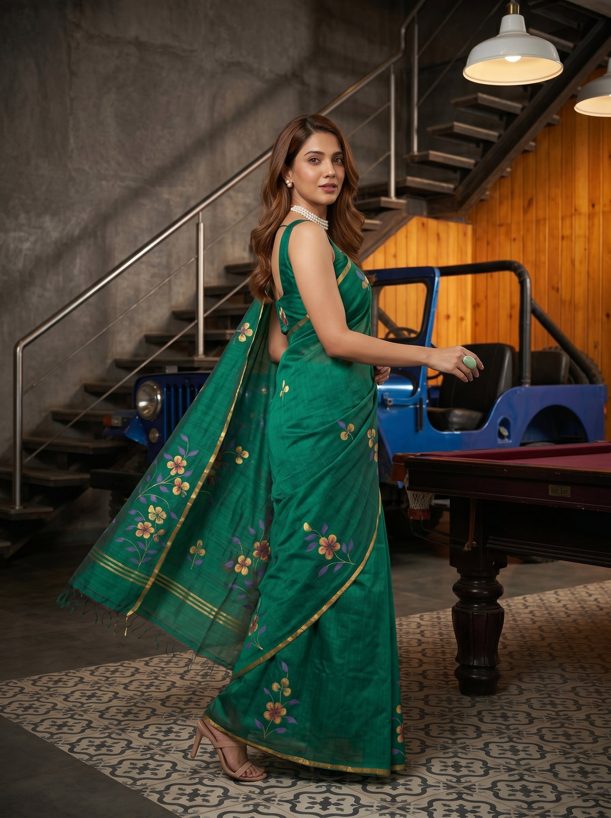 MIMOSA Rama Banarasi Art Silk Saree — pose 9 styling detail