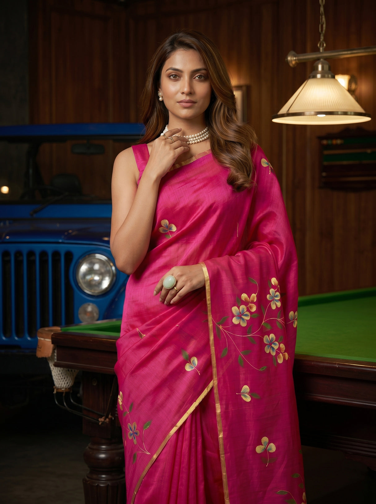 MIMOSA Rani Banarasi Art Silk Saree — pose 10 styling detail