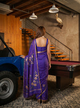 MIMOSA Violet Banarasi Art Silk Saree — pose 2 styling detail